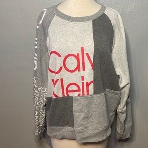Calvin Klein Performance Sweatshirt Large Spell Out Color Block Gray XXL